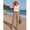 COOFANDY Womens Cotton Casual Pants Beach Capri Pants, S-XXL(Khaki)