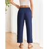 COOFANDY Womens Cotton Casual Pants Beach Capri Pants, S-XXL(Navy Blue)