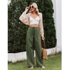 COOFANDY Womens Linen Pants Wide Leg Palazzo Flowy Elastic Waist Trousers(Army Green)