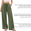 COOFANDY Womens Linen Pants Wide Leg Palazzo Flowy Elastic Waist Trousers(Army Green)