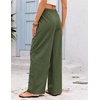COOFANDY Womens Linen Pants Wide Leg Palazzo Flowy Elastic Waist Trousers(Army Green)