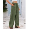 COOFANDY Womens Linen Pants Wide Leg Palazzo Flowy Elastic Waist Trousers(Army Green)