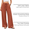 COOFANDY Womens Linen Pants Wide Leg Palazzo Flowy Elastic Waist Trousers(Baked Clay)