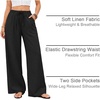 COOFANDY Womens Linen Pants Wide Leg Palazzo Flowy Elastic Waist Trousers(Black)