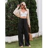 COOFANDY Womens Linen Pants Wide Leg Palazzo Flowy Elastic Waist Trousers(Black)