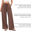COOFANDY Womens Linen Pants Wide Leg Palazzo Flowy Elastic Waist Trousers(Brown)