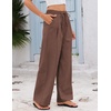 COOFANDY Womens Linen Pants Wide Leg Palazzo Flowy Elastic Waist Trousers(Brown)