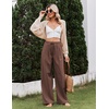 COOFANDY Womens Linen Pants Wide Leg Palazzo Flowy Elastic Waist Trousers(Brown)