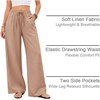 COOFANDY Womens Linen Pants Wide Leg Palazzo Flowy Elastic Waist Trousers(Khaki)