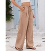 COOFANDY Womens Linen Pants Wide Leg Palazzo Flowy Elastic Waist Trousers(Khaki)