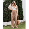 COOFANDY Womens Linen Pants Wide Leg Palazzo Flowy Elastic Waist Trousers(Khaki)