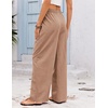 COOFANDY Womens Linen Pants Wide Leg Palazzo Flowy Elastic Waist Trousers(Khaki)