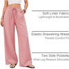 COOFANDY Womens Linen Pants Wide Leg Palazzo Flowy Elastic Waist Trousers(Misty Rose)