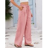 COOFANDY Womens Linen Pants Wide Leg Palazzo Flowy Elastic Waist Trousers(Misty Rose)