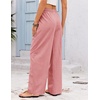 COOFANDY Womens Linen Pants Wide Leg Palazzo Flowy Elastic Waist Trousers(Misty Rose)