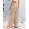COOFANDY Womens Linen Pants Wide Leg Palazzo Flowy Elastic Waist Trousers(Moon Grey)