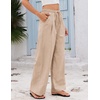 COOFANDY Womens Linen Pants Wide Leg Palazzo Flowy Elastic Waist Trousers(Moon Grey)