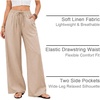 COOFANDY Womens Linen Pants Wide Leg Palazzo Flowy Elastic Waist Trousers(Moon Grey)