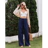 COOFANDY Womens Linen Pants Wide Leg Palazzo Flowy Elastic Waist Trousers(Navy Blue)