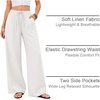 COOFANDY Womens Linen Pants Wide Leg Palazzo Flowy Elastic Waist Trousers(White)