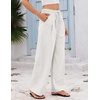 COOFANDY Womens Linen Pants Wide Leg Palazzo Flowy Elastic Waist Trousers(White)
