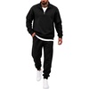 COOFANDY 2 Piece Set for Men Sweatsuit 1/4 Zip Sweatshirt and Jogger pants(All Black)