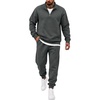 COOFANDY 2 Piece Set for Men Sweatsuit 1/4 Zip Sweatshirt and Jogger pants(Dark Grey)
