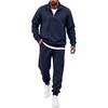 COOFANDY 2 Piece Set for Men Sweatsuit 1/4 Zip Sweatshirt and Jogger pants(Navy Blue)