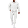 COOFANDY 2 Piece Set for Men Sweatsuit 1/4 Zip Sweatshirt and Jogger pants(White)