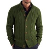 COOFANDY Men’s Cardigan Sweater Slim Fit Stand Collar Cardigan Cable Knit(Army Green)