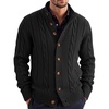 COOFANDY Men’s Cardigan Sweater Slim Fit Stand Collar Cardigan Cable Knit(Black)