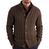 COOFANDY Men’s Cardigan Sweater Slim Fit Stand Collar Cardigan Cable Knit(Coffee Brown)