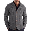 COOFANDY Men’s Cardigan Sweater Slim Fit Stand Collar Cardigan Cable Knit(Dark Grey)