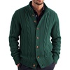 COOFANDY Men’s Cardigan Sweater Slim Fit Stand Collar Cardigan Cable Knit(Green)