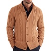 COOFANDY Men’s Cardigan Sweater Slim Fit Stand Collar Cardigan Cable Knit(Light Caramel)
