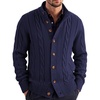 COOFANDY Men’s Cardigan Sweater Slim Fit Stand Collar Cardigan Cable Knit(Navy Blue)