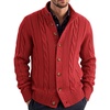 COOFANDY Men’s Cardigan Sweater Slim Fit Stand Collar Cardigan Cable Knit(Red)