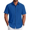 COOFANDY Men’s Short Sleeve Dress Shirts Wrinkle Free Casual Button Down Shirts with Pocket(Royal Blue)