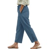 COOFANDY Womens Cotton Casual Pants Beach Capri Pants, S-XXL(Blue)