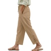 COOFANDY Womens Cotton Casual Pants Beach Capri Pants, S-XXL(Khaki)