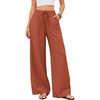 COOFANDY Womens Linen Pants Wide Leg Palazzo Flowy Elastic Waist Trousers(Baked Clay)