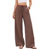 COOFANDY Womens Linen Pants Wide Leg Palazzo Flowy Elastic Waist Trousers(Brown)
