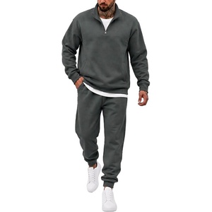 COOFANDY 2 Piece Set for Men Sweatsuit 1/4 Zip Sweatshirt and Jogger pants(Dark Grey)