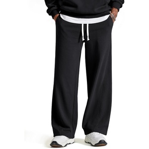 COOFANDY Baggy Sweatpants Men Wide Leg Cotton Joggers for Men with Pockets(Black)