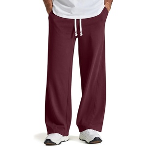 COOFANDY Baggy Sweatpants Men Wide Leg Cotton Joggers for Men with Pockets(Burgundy)