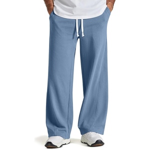 COOFANDY Baggy Sweatpants Men Wide Leg Cotton Joggers for Men with Pockets(Grey Blue)