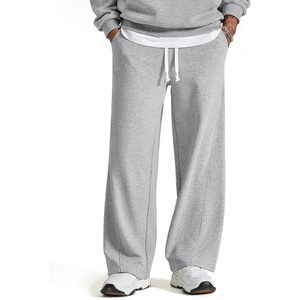 COOFANDY Baggy Sweatpants Men Wide Leg Cotton Joggers for Men with Pockets(Light Gray)