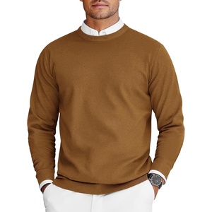 COOFANDY Mens Crew Neck Sweaters Long Sleeve Lightweight Pullover Sweater(Brown)