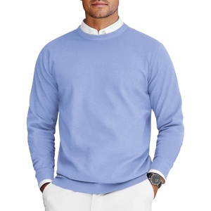 COOFANDY Mens Crew Neck Sweaters Long Sleeve Lightweight Pullover Sweater(Clear Blue)