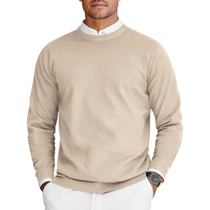 COOFANDY Mens Crew Neck Sweaters Long Sleeve Lightweight Pullover Sweater(Khaki)